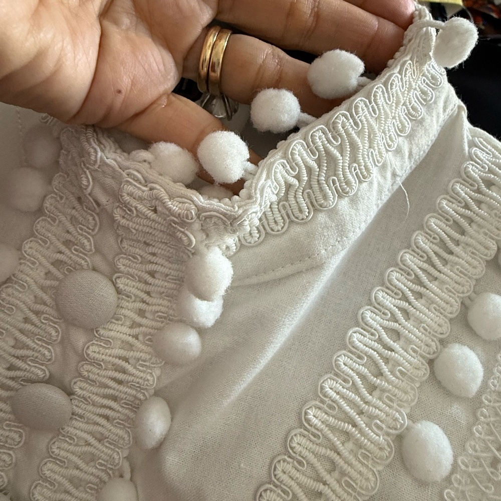Layered With Love Medium M Anthropologie white pom pom dress - Picture 4 of 4